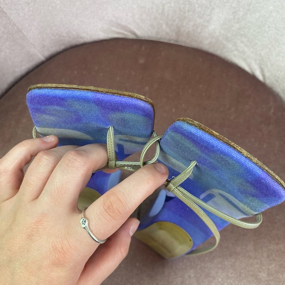 Sergio Rossi Vintage Y2K Square Toe Blue Strappy Heeled Sandals- Size 36.5 - Picture 10 of 12